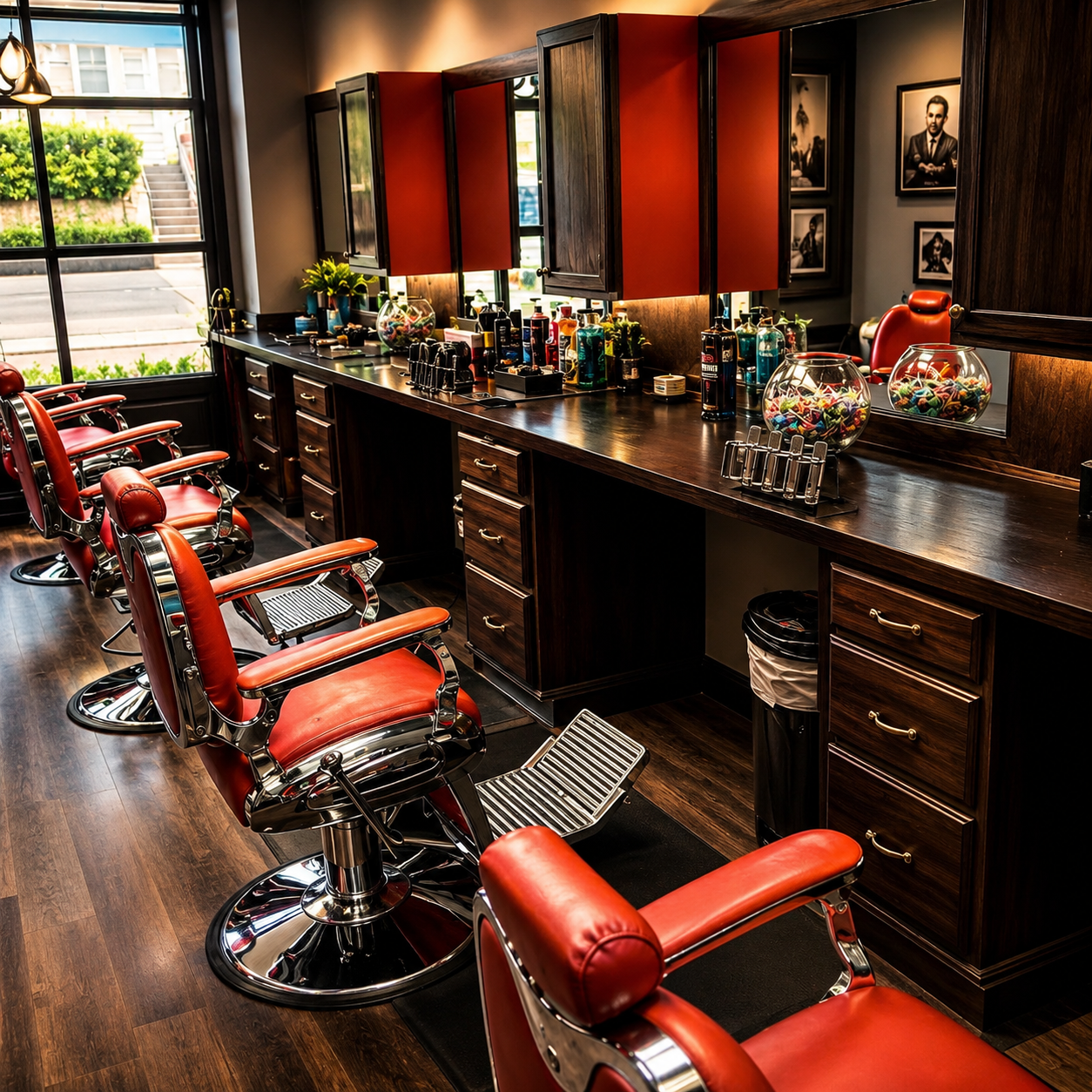 Inside The Barber's Factory barbershop in New Britain, Connecticut